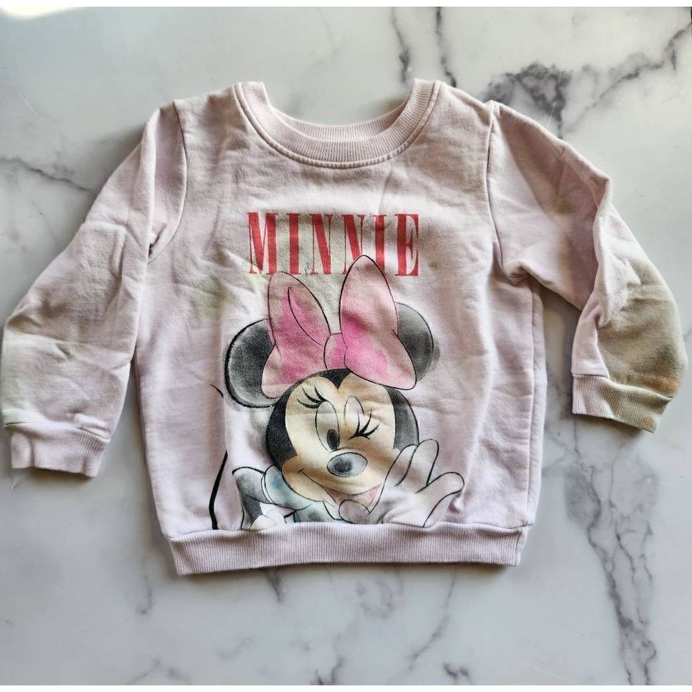 Minnie mouse face girls toddler 3t pink crewneck sweater Disney pullover